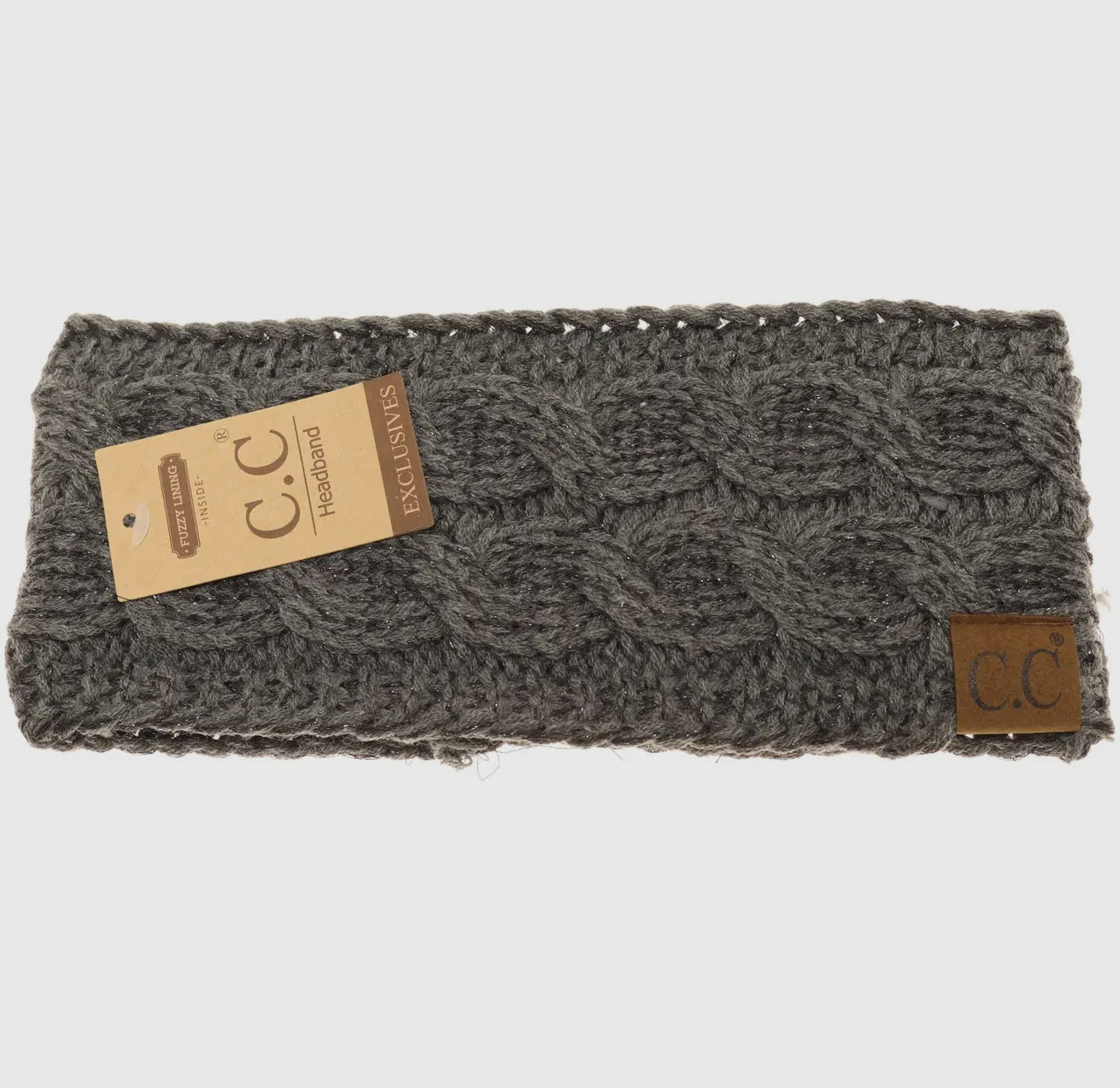 Grey Metallic Cable Knit C.C Headwrap