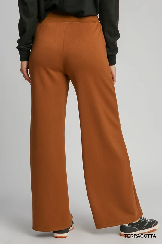 Umgee Terracotta Luxeknit High Waisted Sweatpants