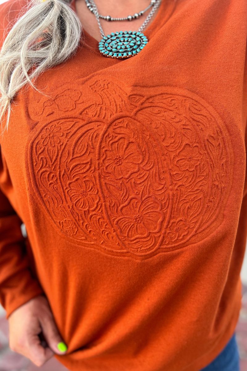 Embossed Pumpkin Sweatshirt
