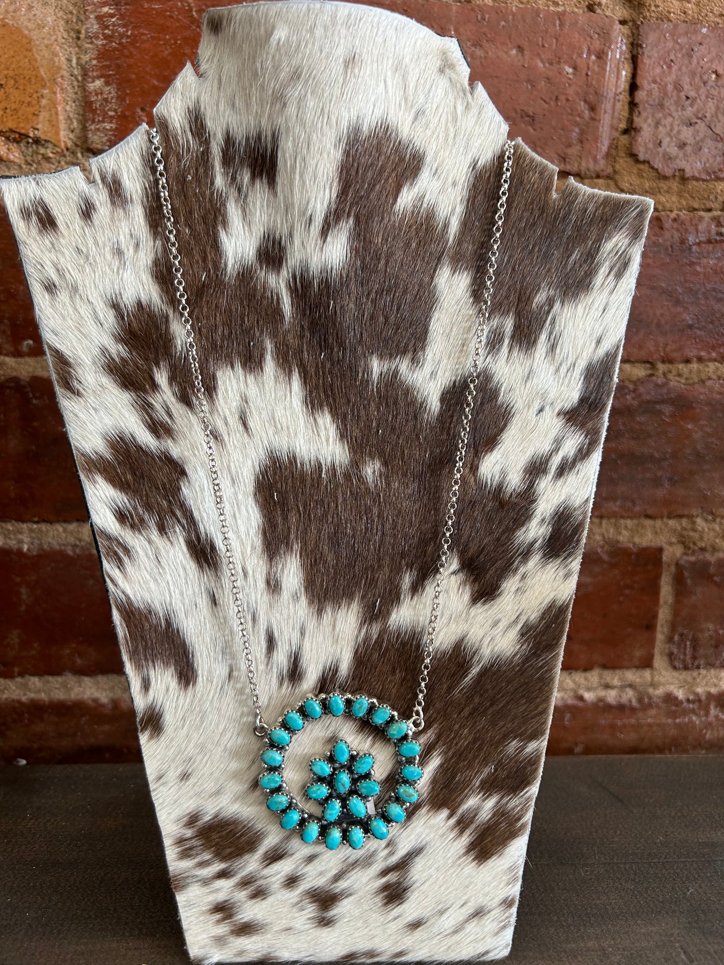 Sterling Silver SS Kingman Turquoise Necklace