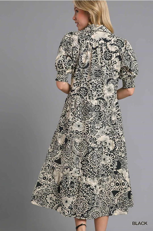 Umgee's Essential Black Paisley Dress