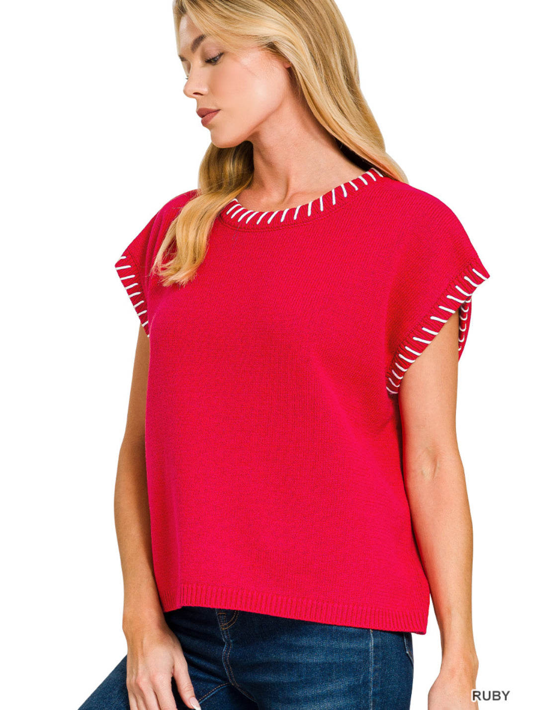 Ruby Stitch Detailed Oversized Sweater Vest