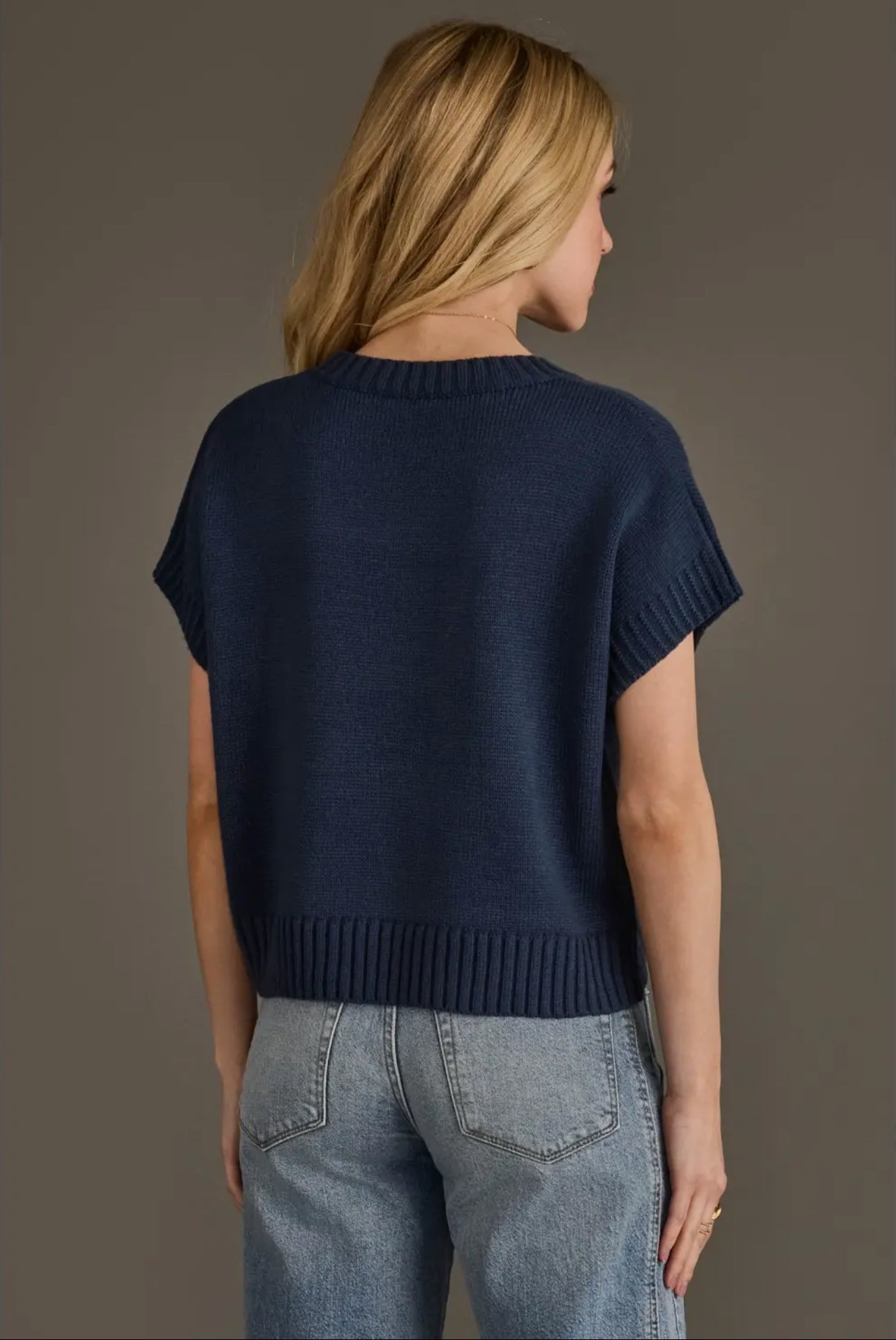 P Blue Short Sleeve Sweater Top