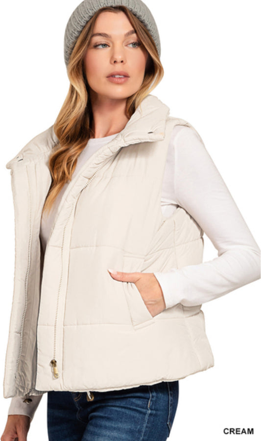 Cream Puffer Vest