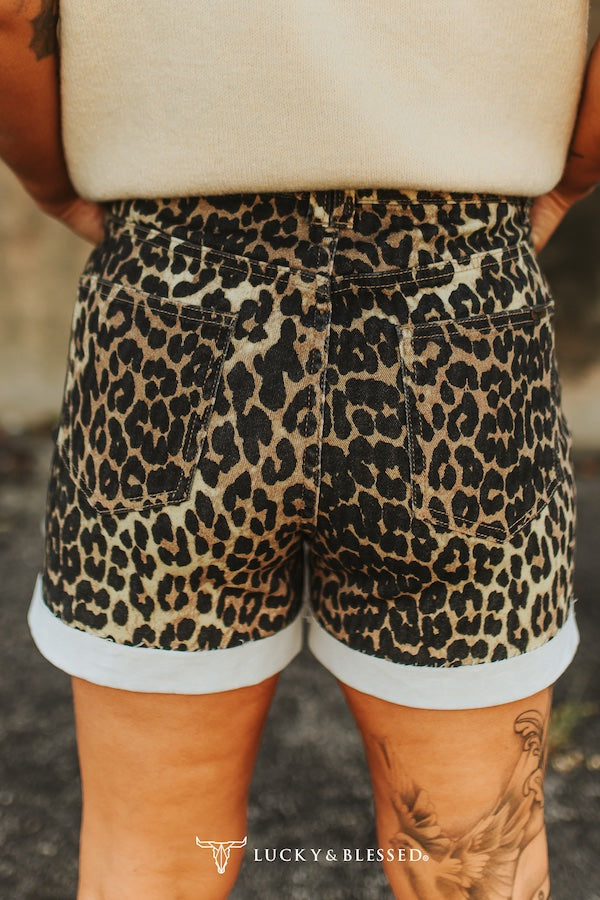 LB Leopard Denim Shorts