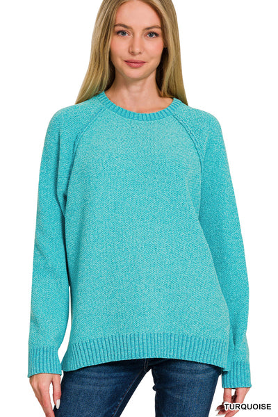 Turquoise Chenille Raglan Sweater