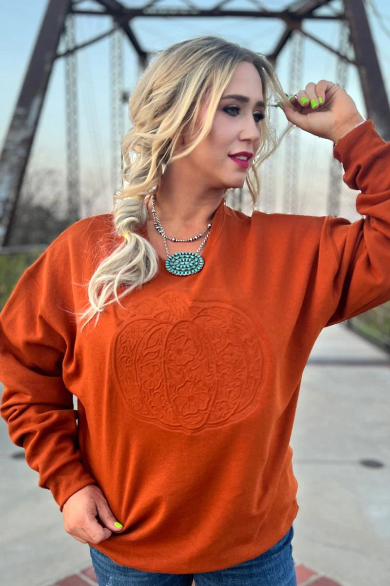 Embossed Pumpkin Sweatshirt