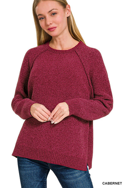 Cabernet Chenille Raglan Sweater