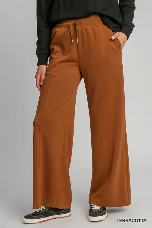 Umgee Terracotta Luxeknit High Waisted Sweatpants