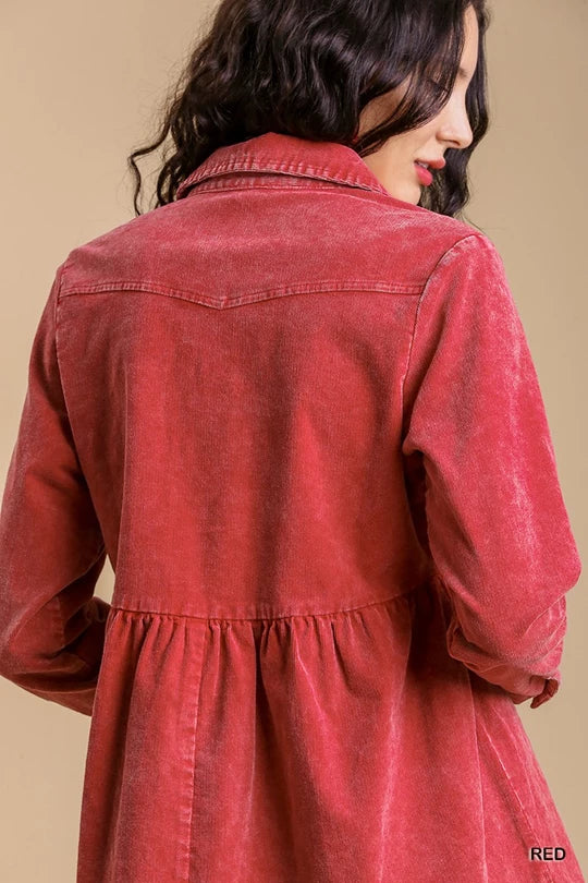 Umgee Red Mineral Wash Collar Tiered Top