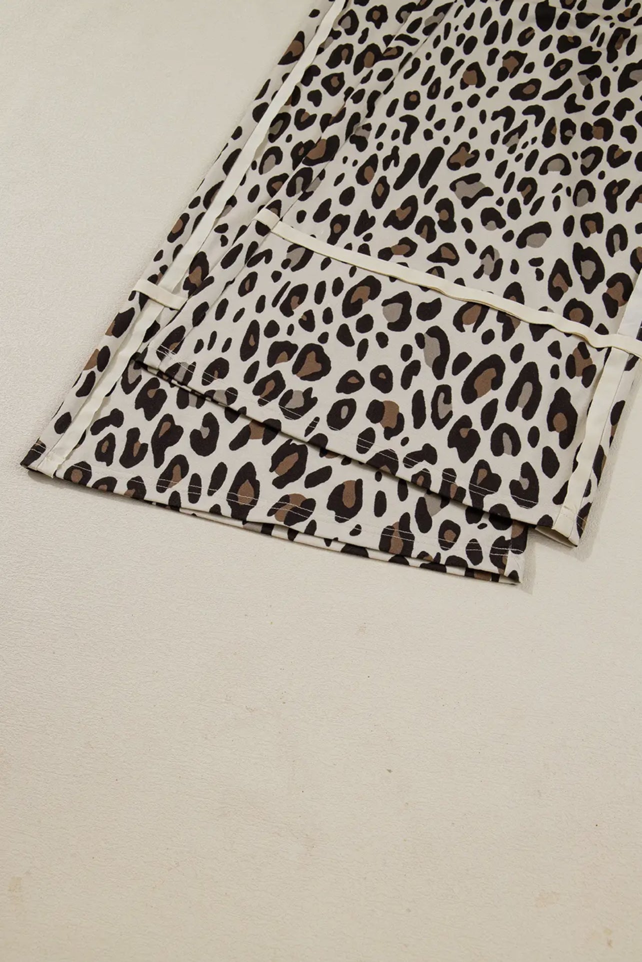 Fall Khaki Leopard Wide Leg Cropped Pants