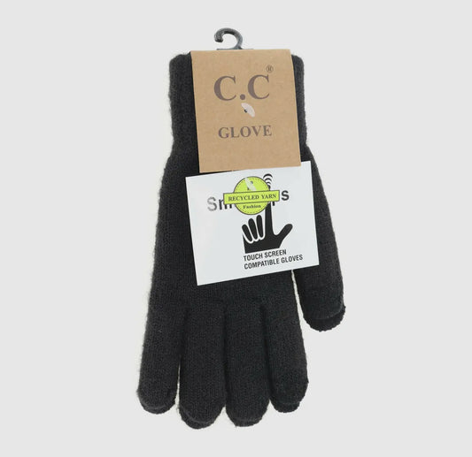 Black Soft Knit C.C Gloves