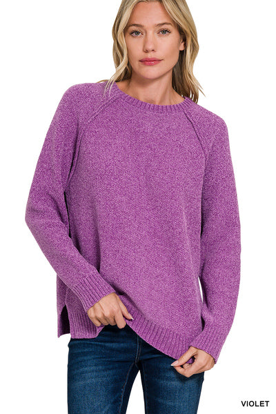 Violet Chenille Raglan Sweater