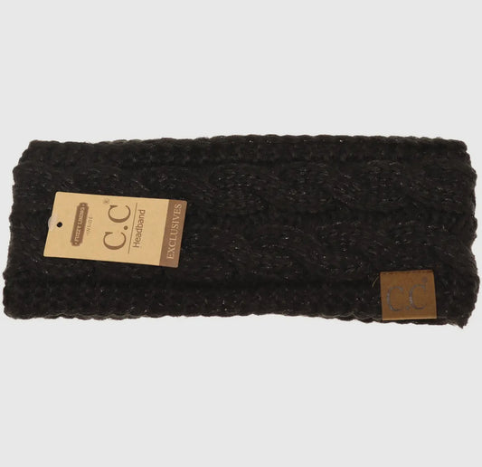 Black Metallic Cable Knit C.C Headwrap