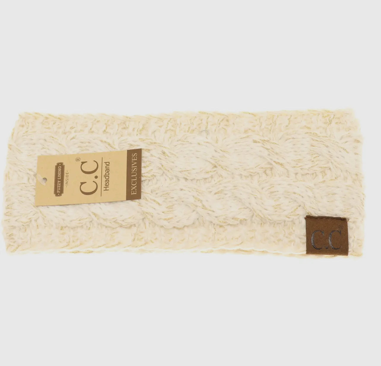 Ivory/Gold Metallic Cable Knit C.C Headwrap