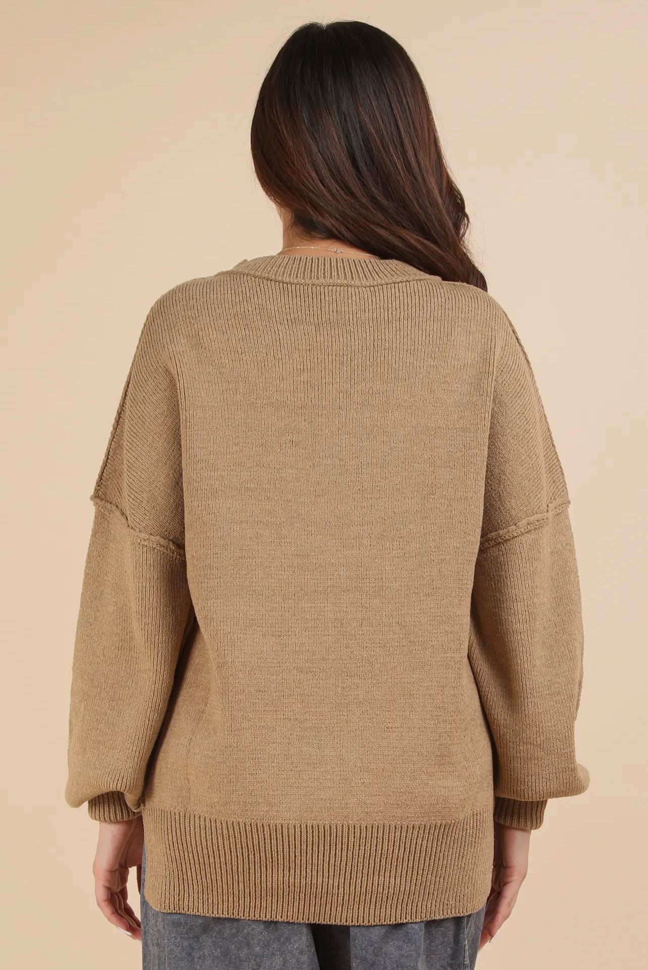 Oversized Mocha Sweater Knit Top