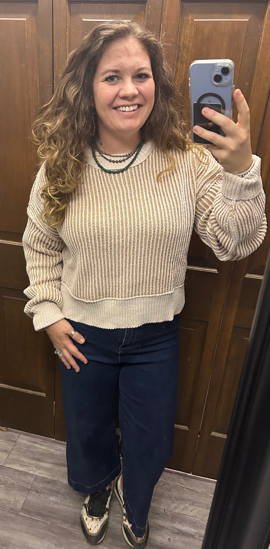 Two Toned Knit Sweater