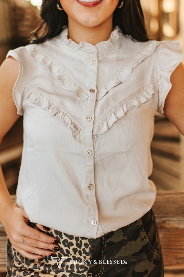 LB Ivory Button Down Top