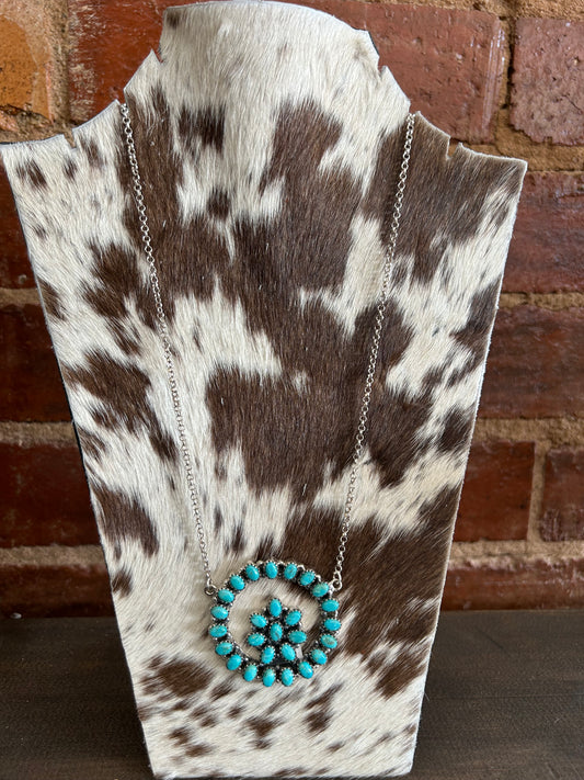 Sterling Silver SS Kingman Turquoise Necklace