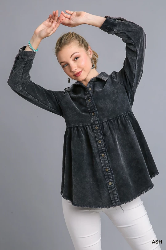 Umgee Ash Mineral Wash Collar Tiered Top