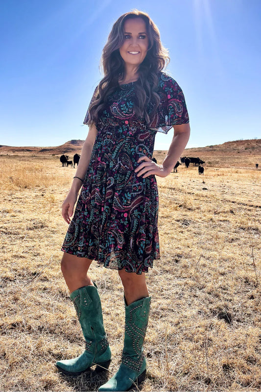 SK Painted Night Paisley Dress