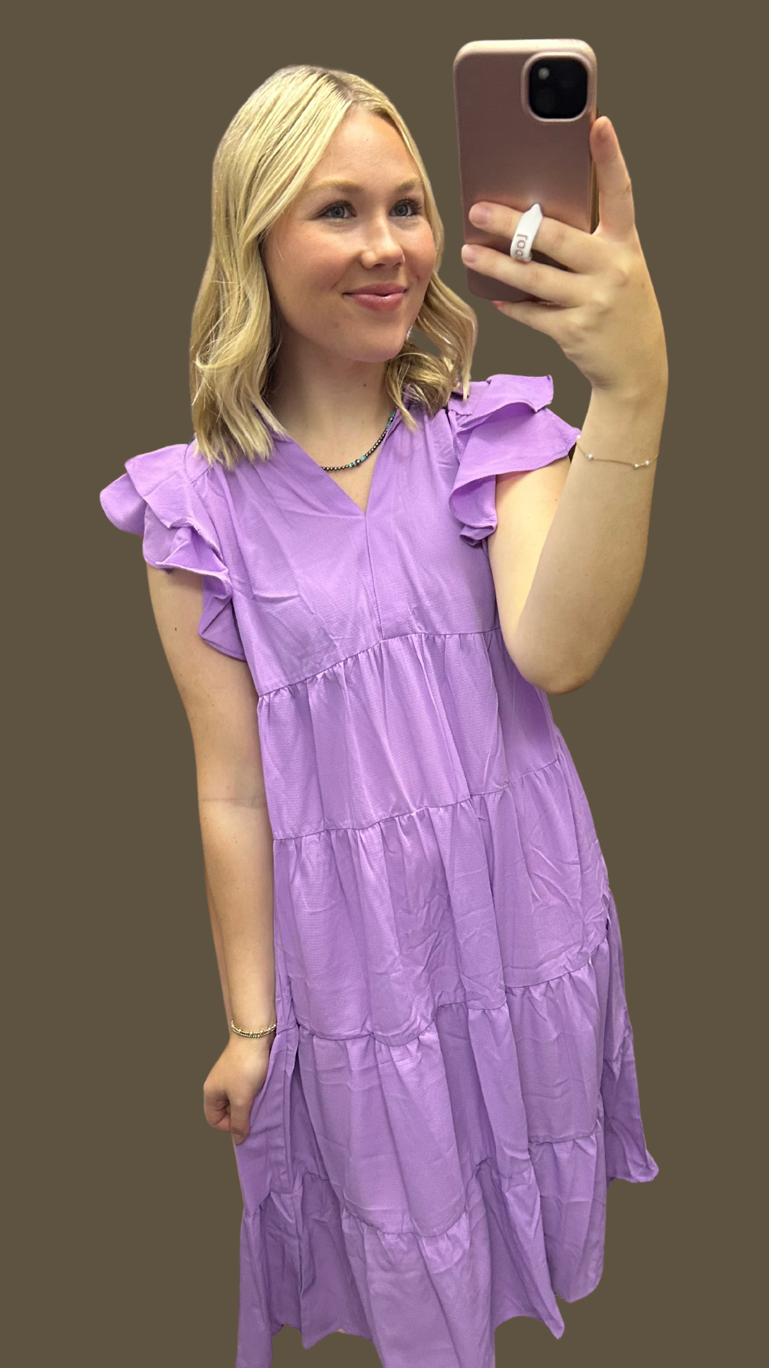 Umgee Lavender Collared Midi Dress