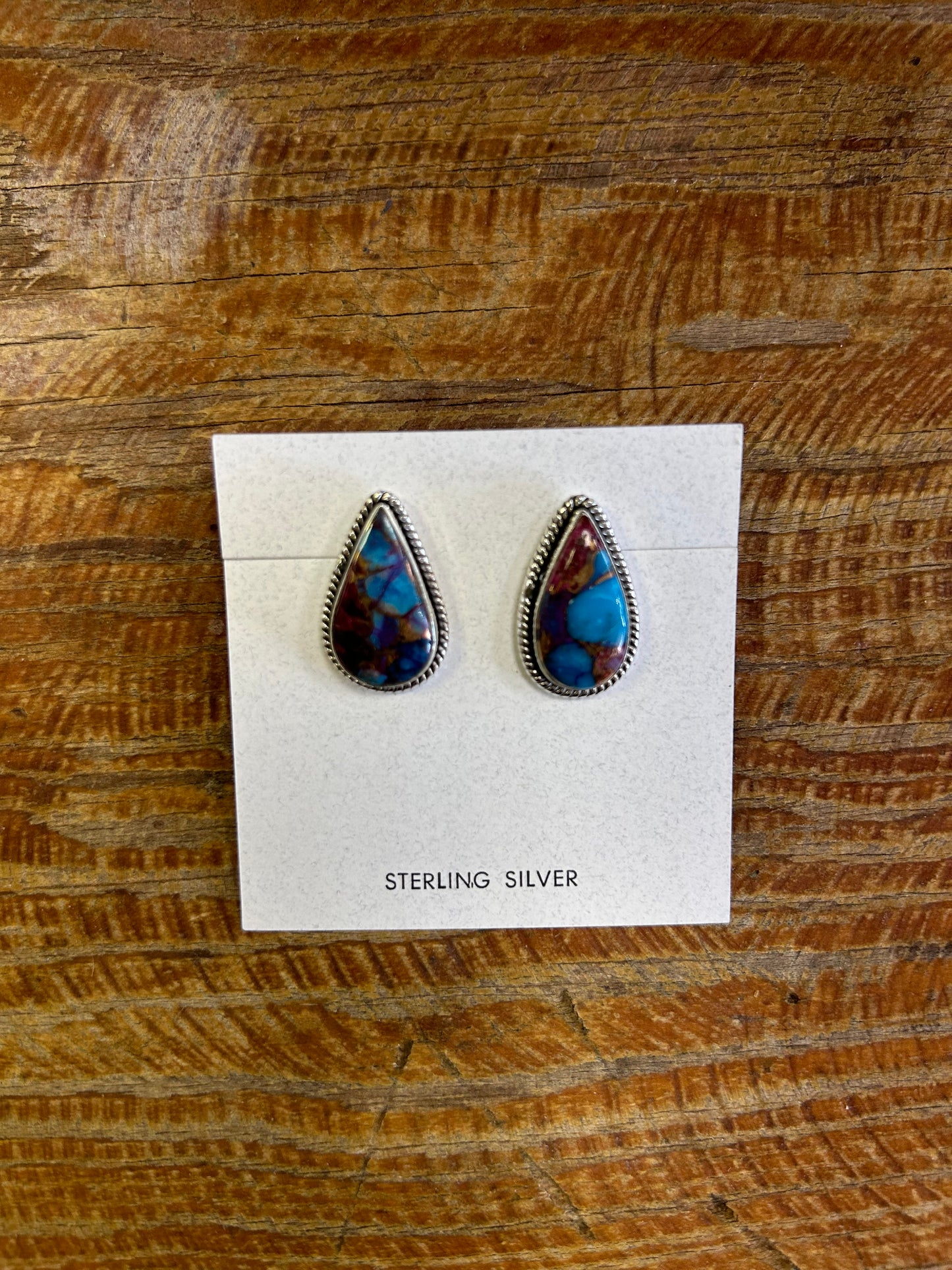 Compressed Purple Spiny & Turquoise Stud Earrings