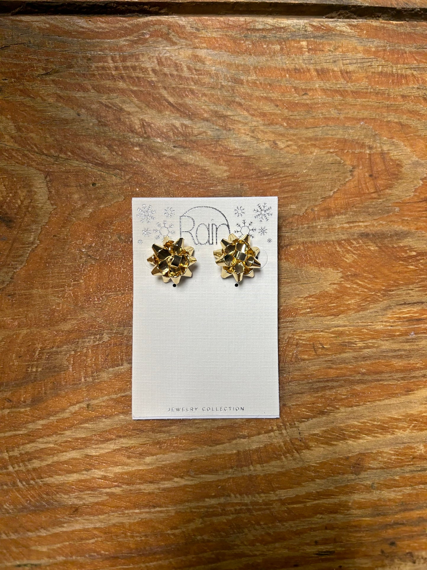 Gold Christmas Bow Stud Earrings