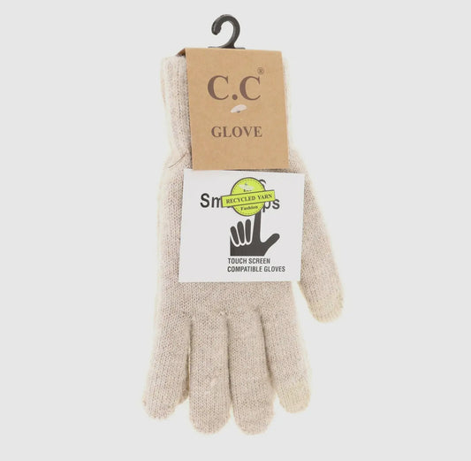 Heather Beige Soft Knit C.C Gloves