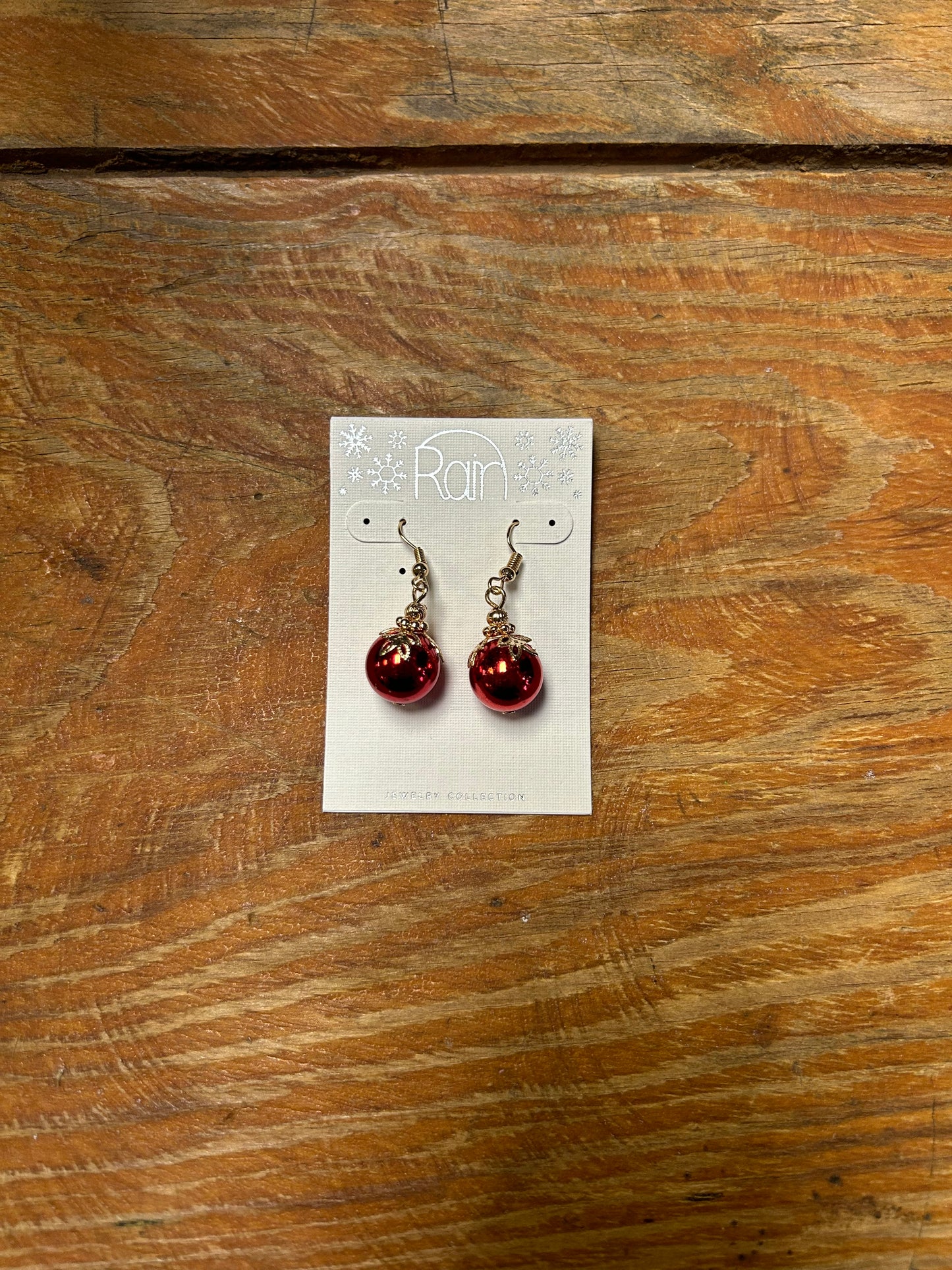 Red & Gold Christmas Ornament Dangle Earrings