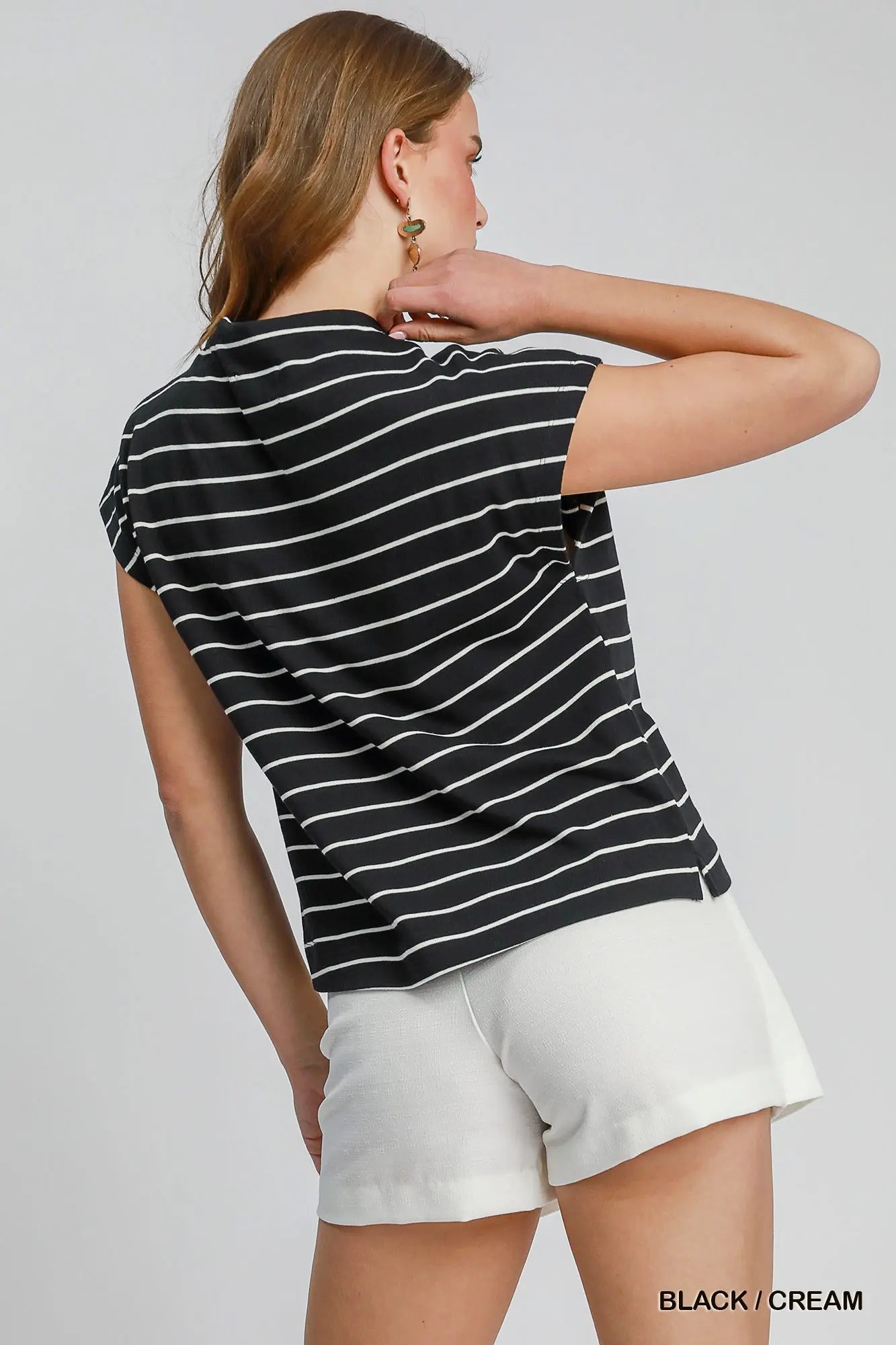 Umgee Striped Mock Neck Top