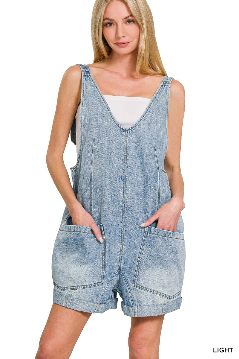 Light Denim Short Overalls