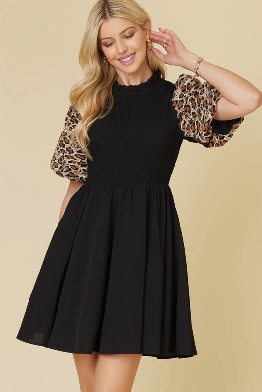 Leopard Sleeve Dress