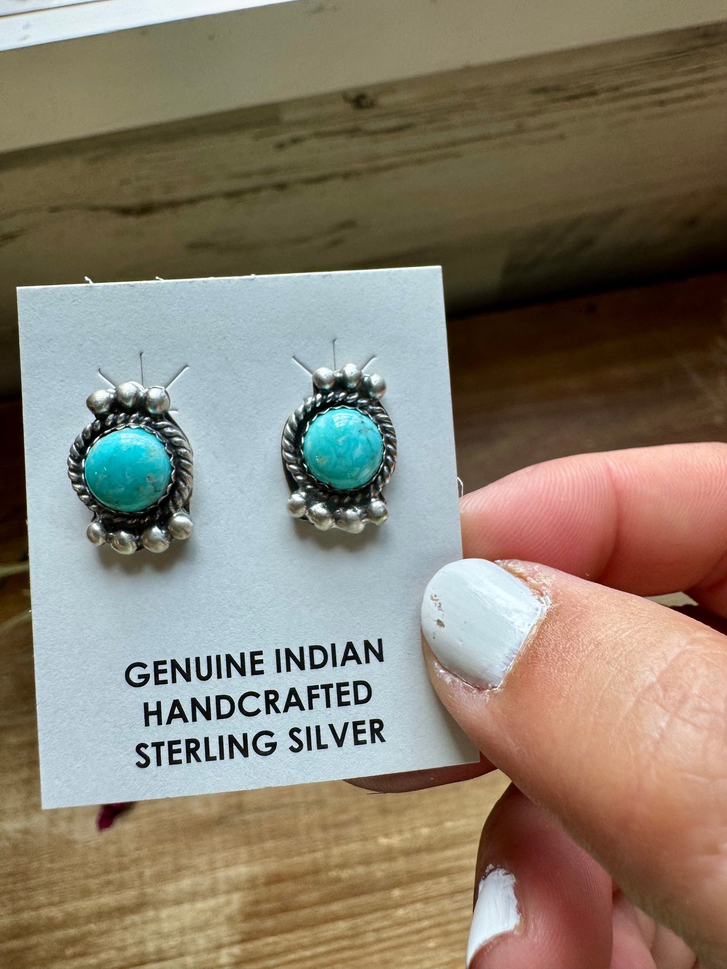 Stud round turquoise earrings