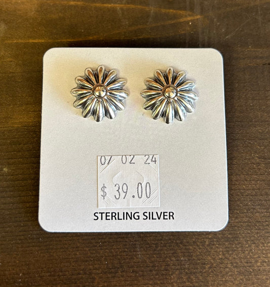 Flower Sterling Silver Stud Earrings