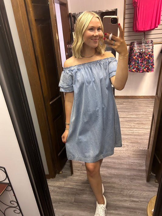 Denim Off-the-Shoulder Dress