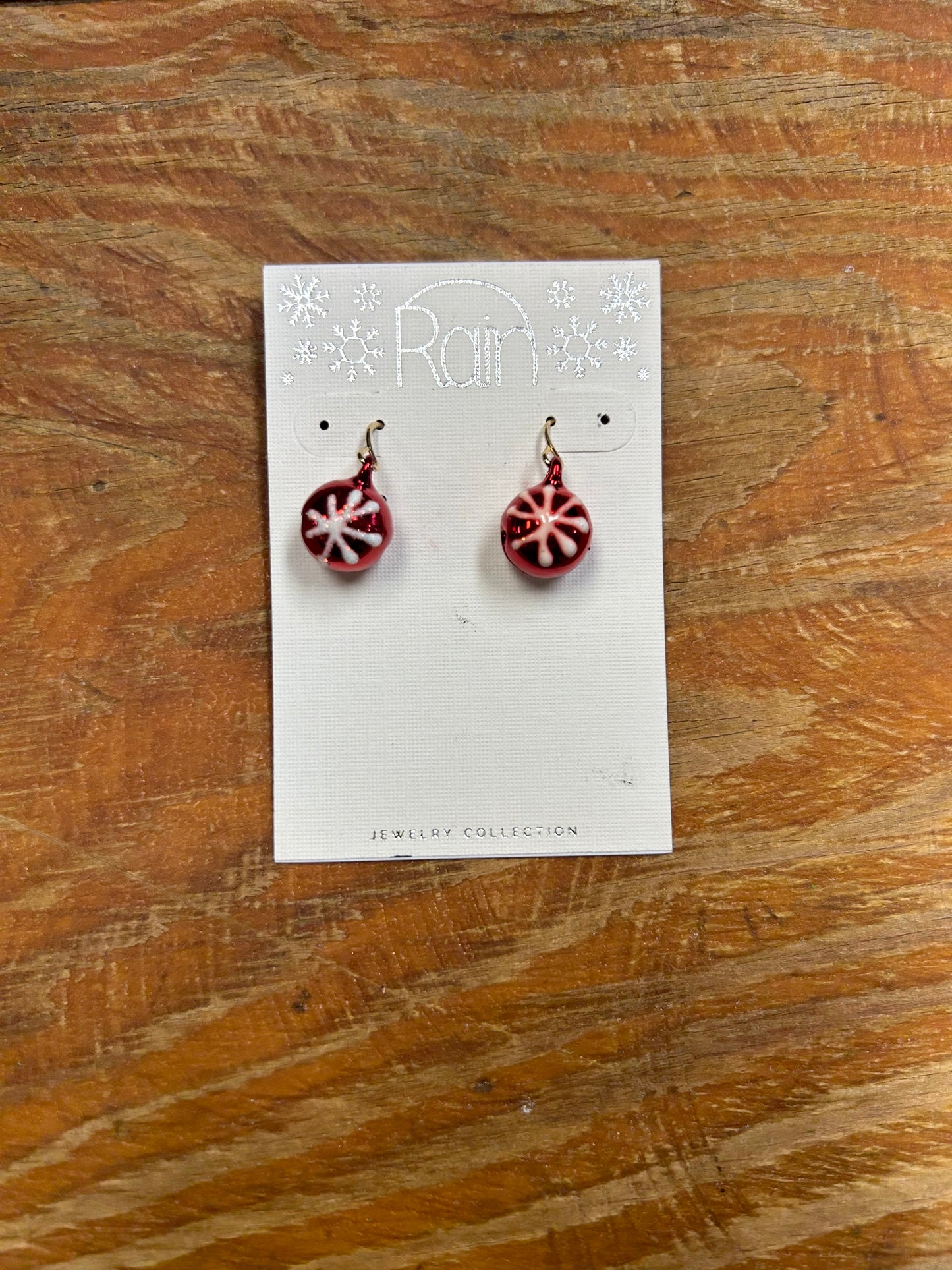 Red with Snowflake Jingle Bell Dangle Christmas Earrings