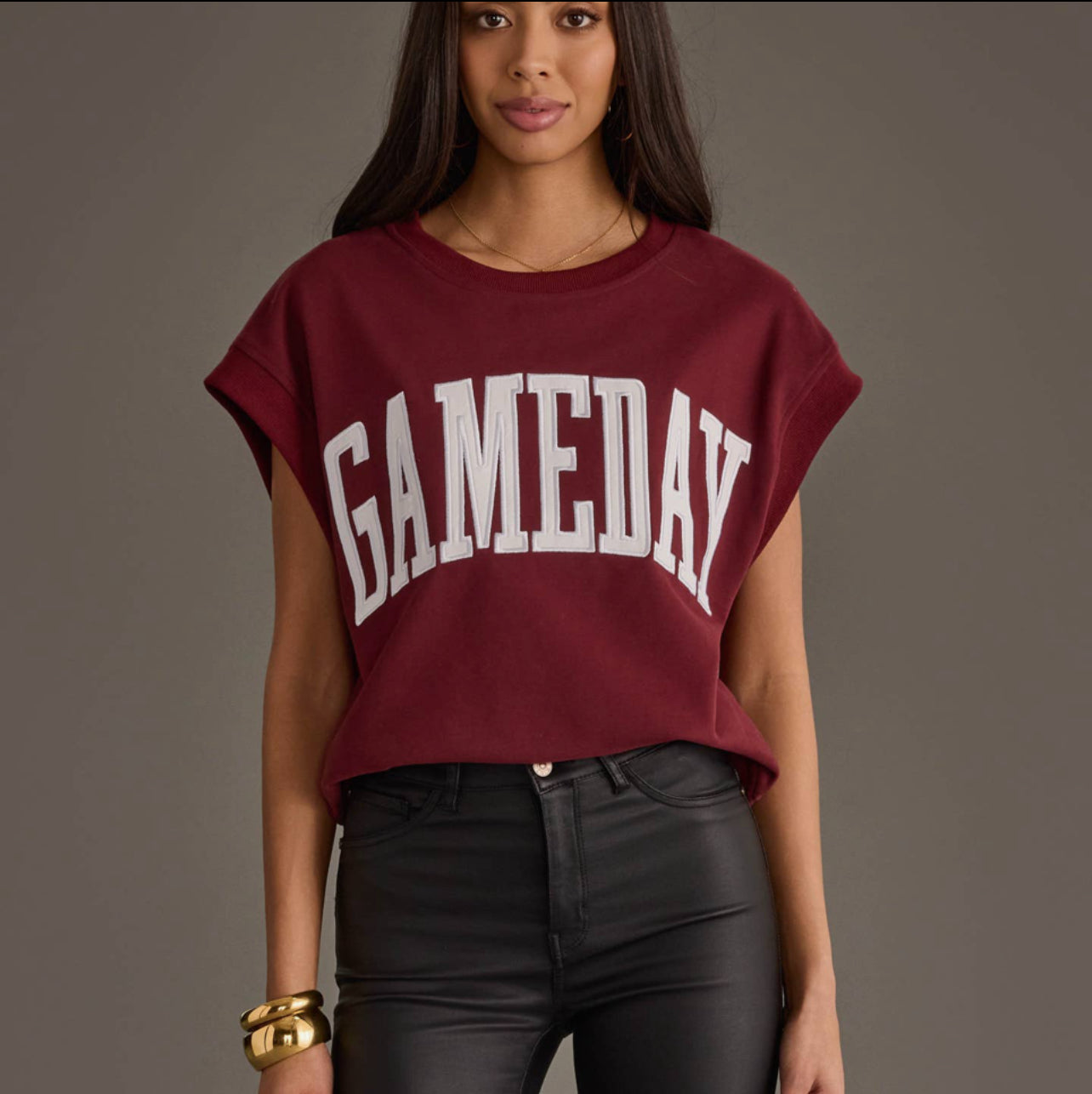 P Maroon & White Game Day Short Sleeve Top