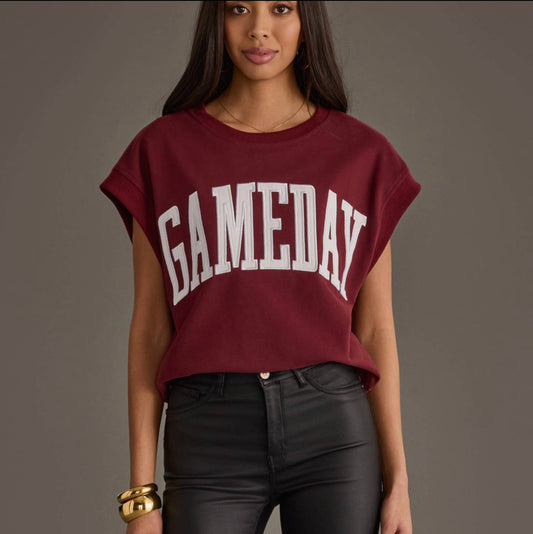P Maroon & White Game Day Short Sleeve Top