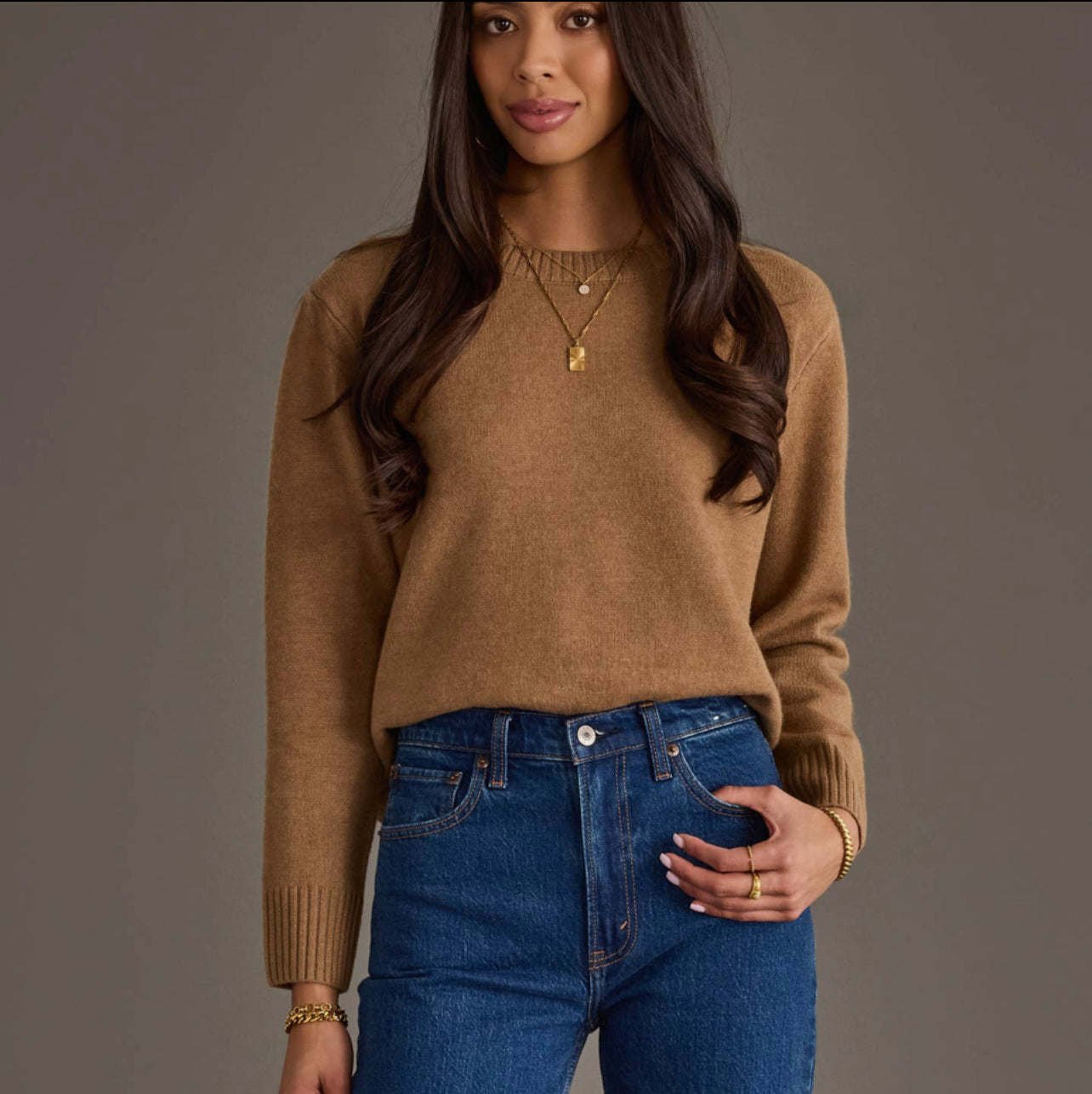 P Tan Soft Sweater Top