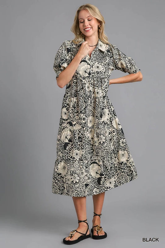 Umgee's Essential Black Paisley Dress