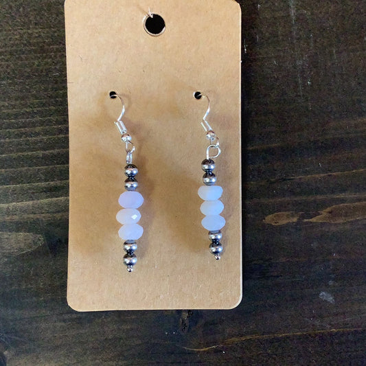 Silver Dangle Navajo and Pink Earrings