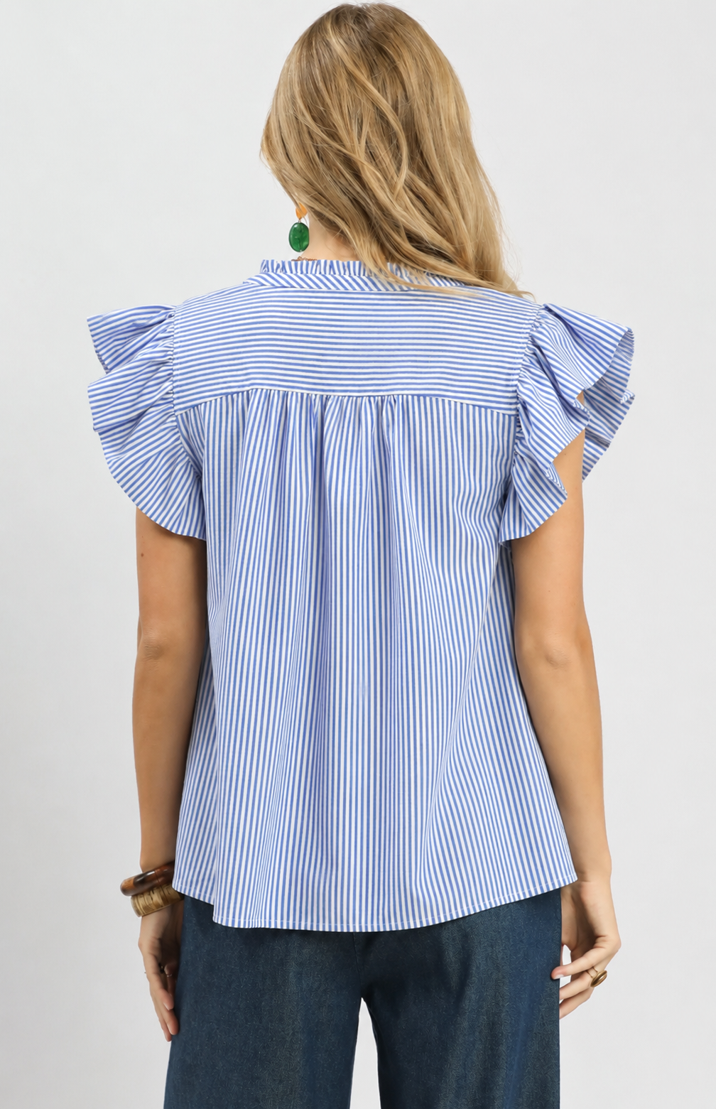 Umgee Blue & White Stripe Top