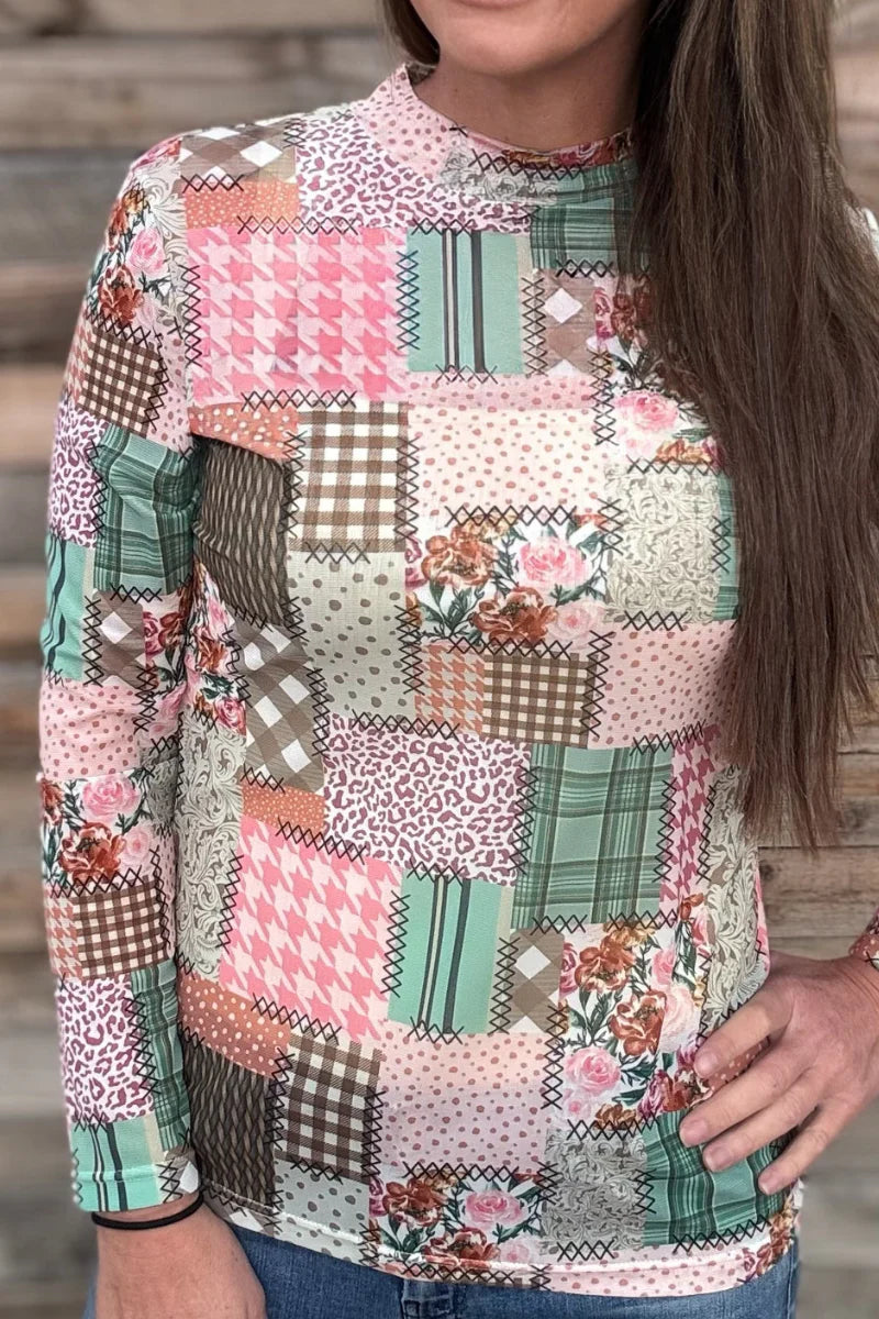SK Mosaic Spring Mesh Top