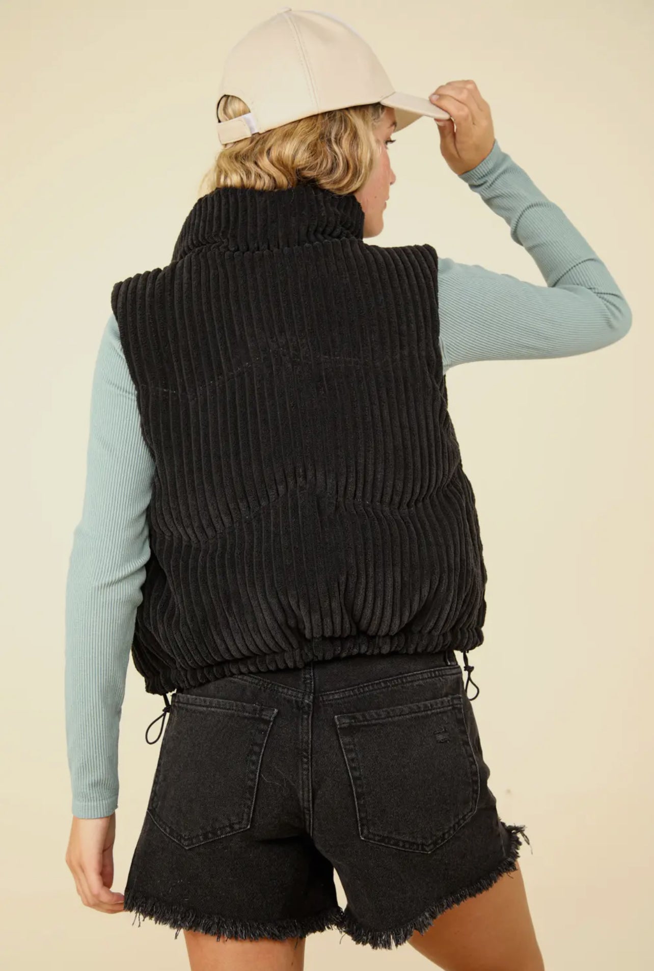 Black Corduroy Puffer Vest