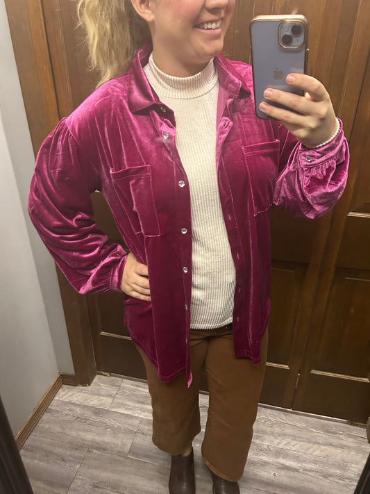 Pink Velvet Shacket