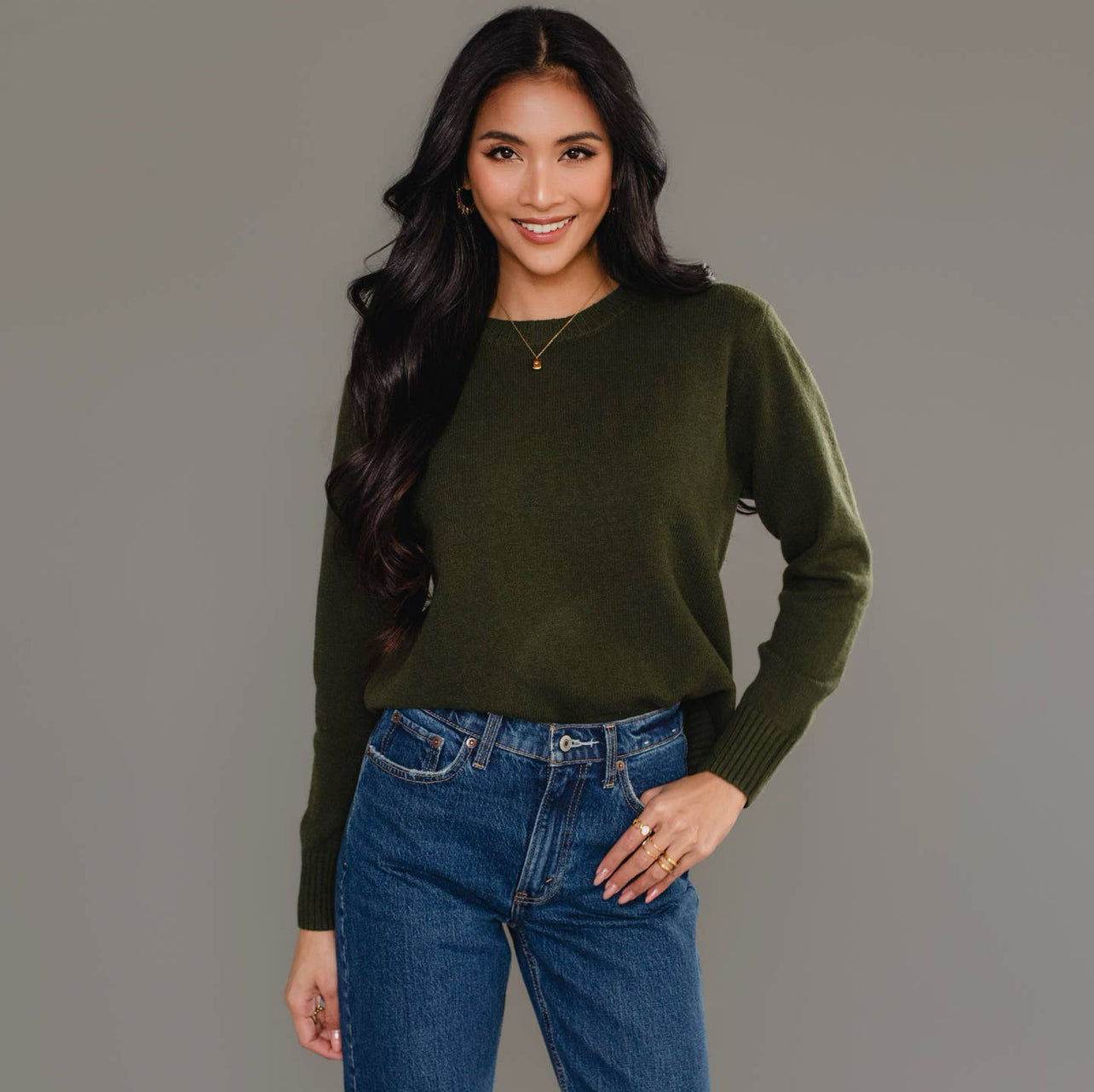 P Dk. Green Soft Sweater Top