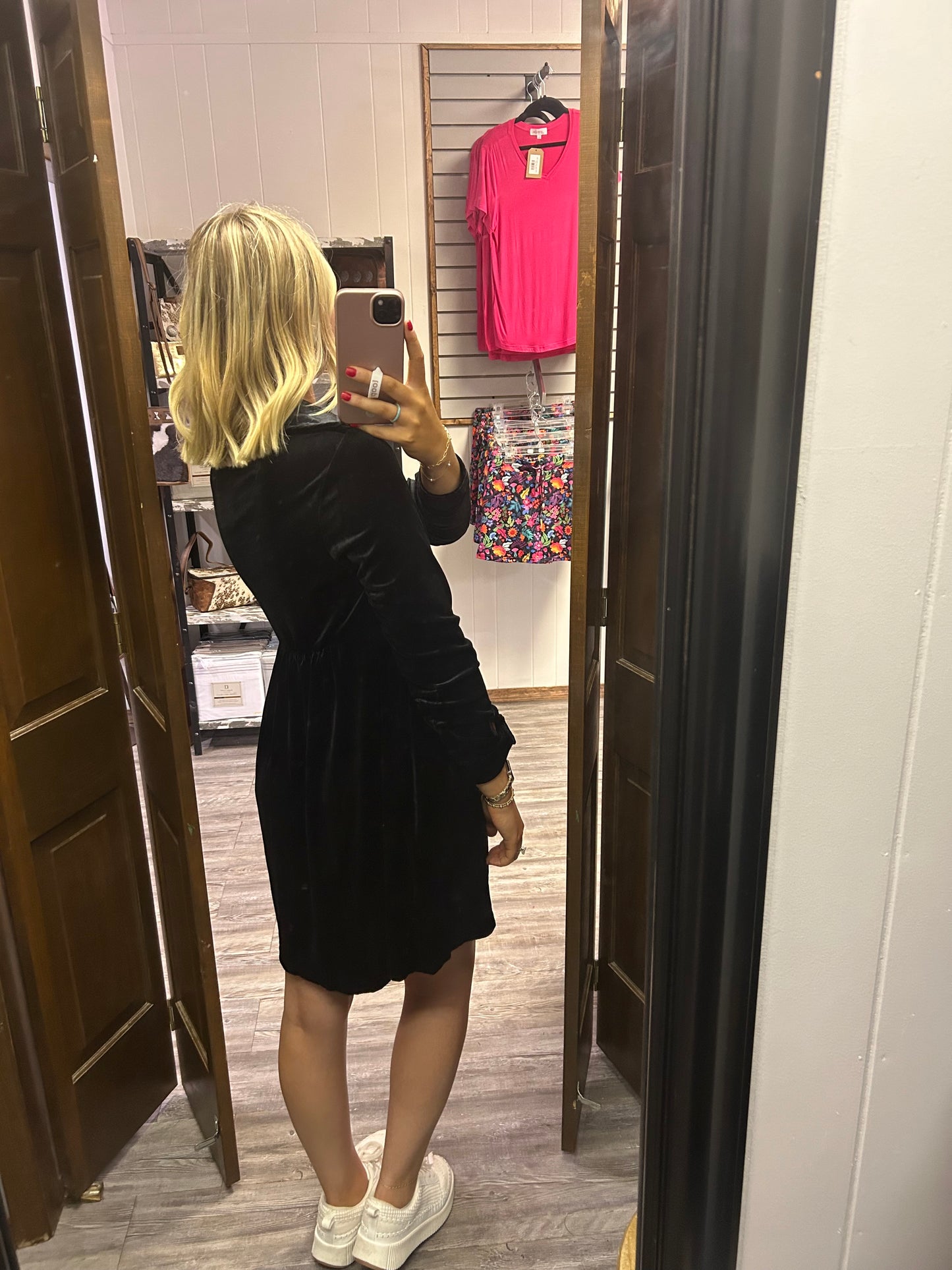 Black Velvet Button-up Dress