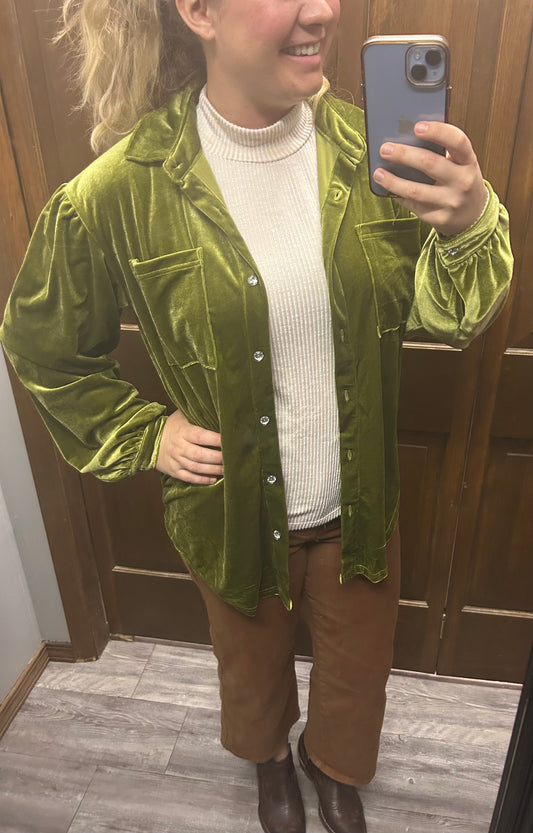 Olive Velvet Shacket