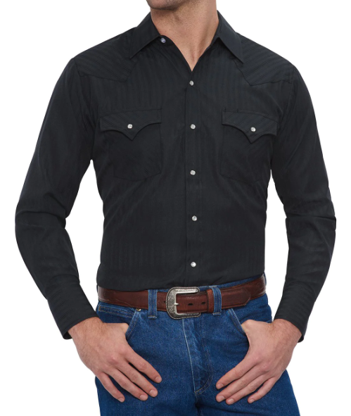 Ely Gentlemen Black Long Sleeve Button-Up